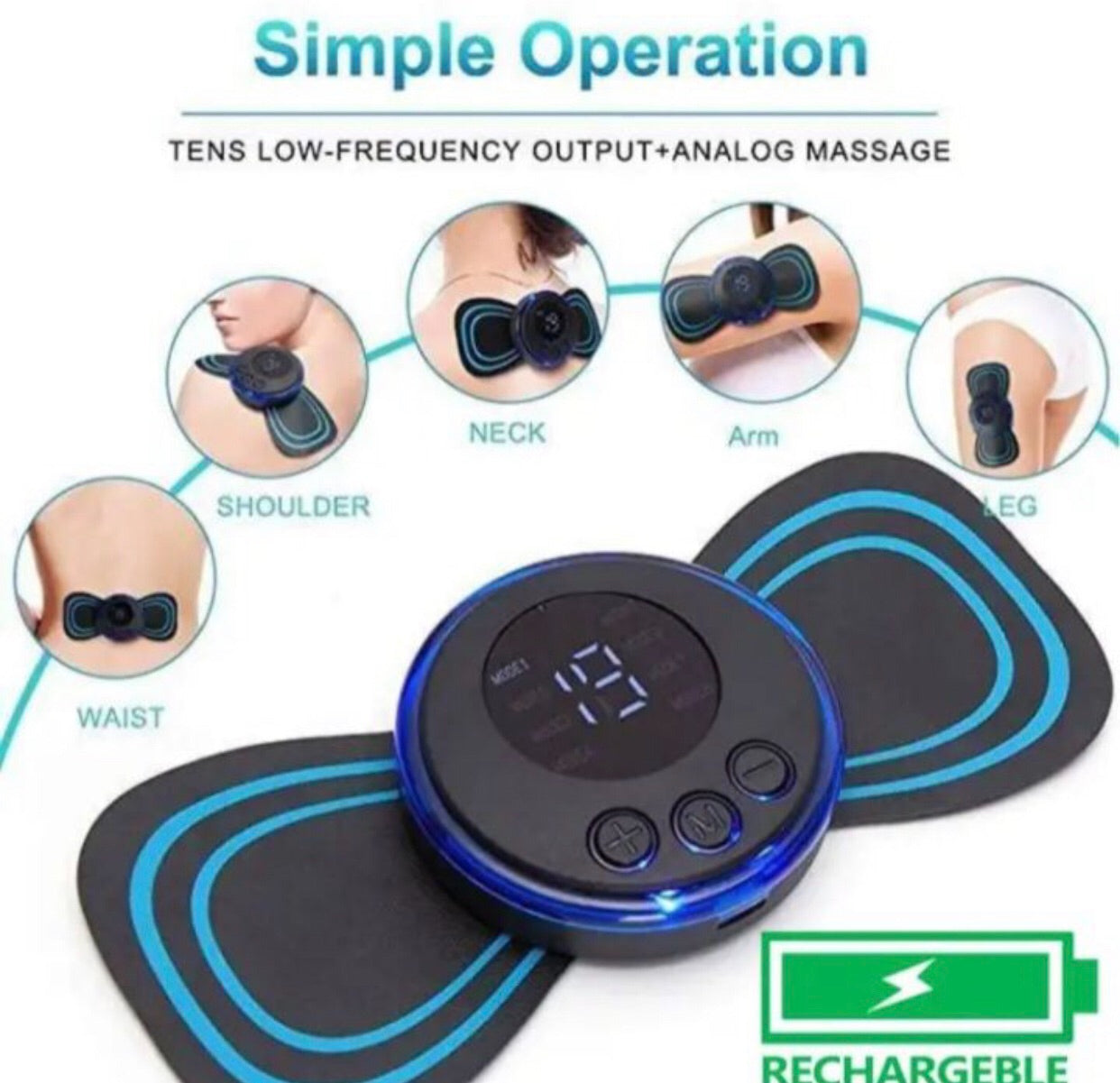 EMS Mini Portable Electric Neck Back & Body Pain Relief Massager Machine