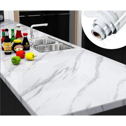 Self-Adhesive PVC White Marble Sticker Sheets