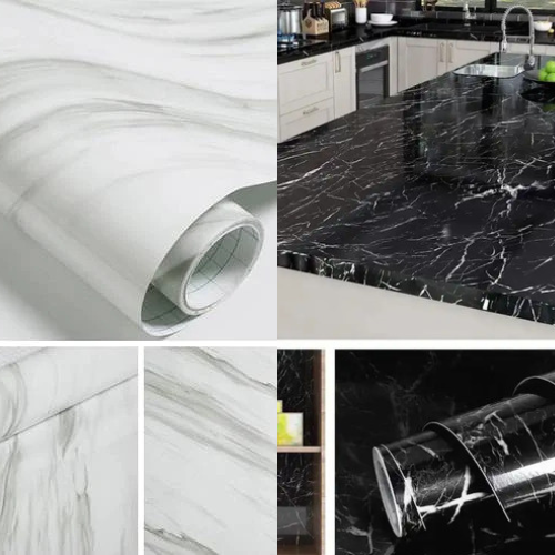 Self-Adhesive PVC White Marble Sticker Sheets