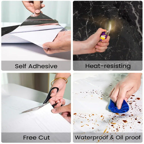 Self-Adhesive PVC White Marble Sticker Sheets