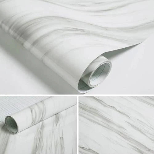 Self-Adhesive PVC White Marble Sticker Sheets