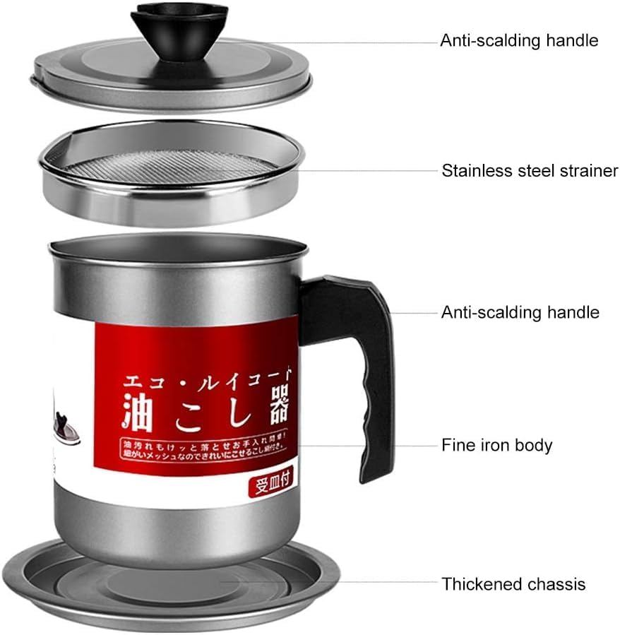 Stainless Steel Kitchen Oil Filter Pot With Tray