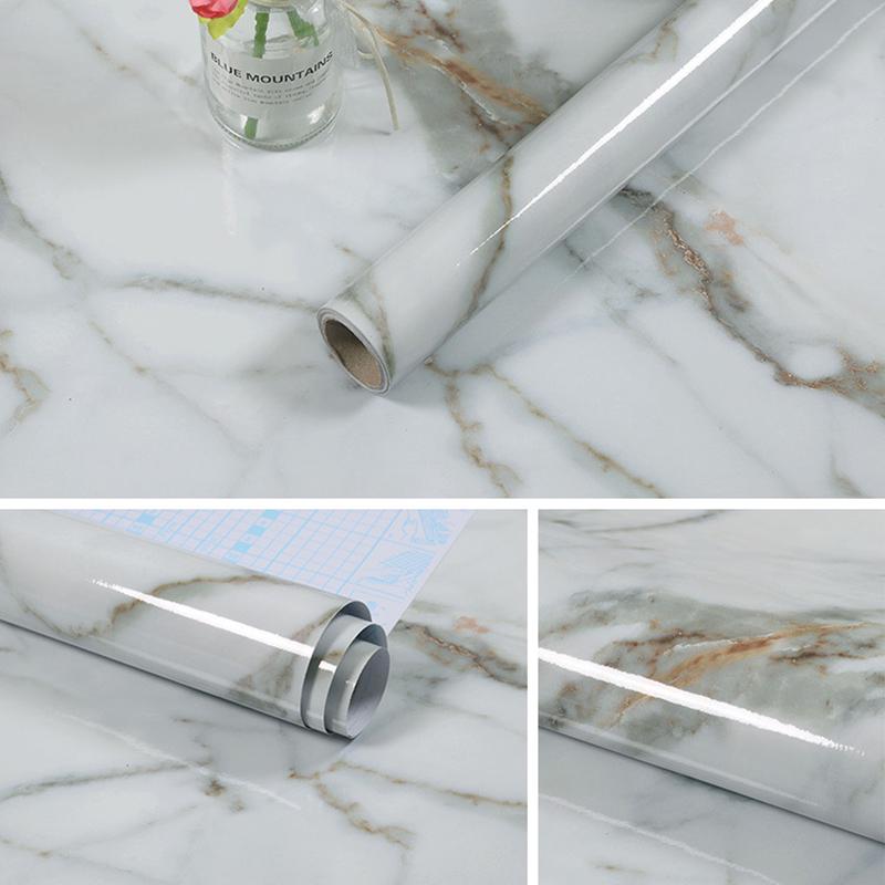 Self-Adhesive PVC White Marble Sticker Sheets